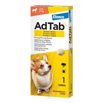 AdTab pre psy 225 mg žuvacie tablety, hmotnosť psa > 5,5–11 kg, 1x1 ks obrázok